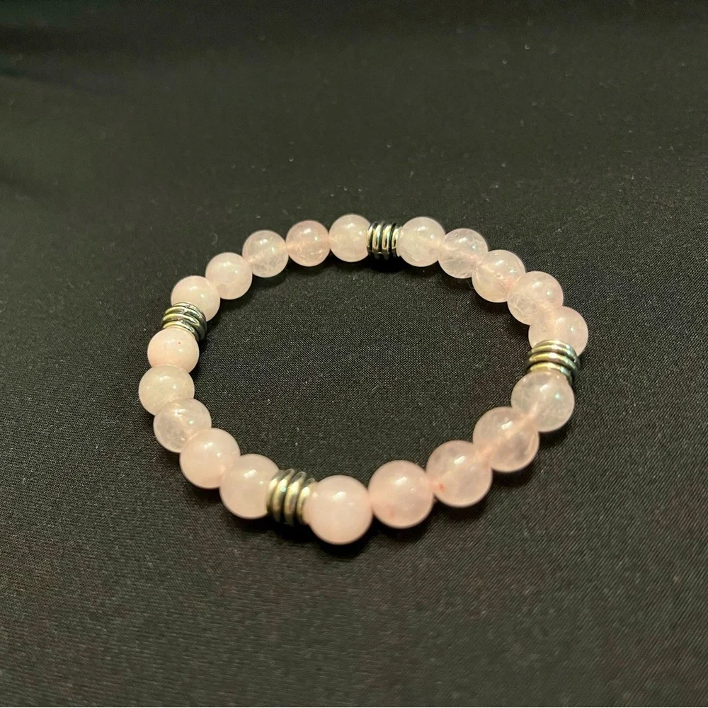 8mm Rose Quartz Stone Beaded Bracelet - perfect gift for Valentine’s Day! - Picture 3 of 5
